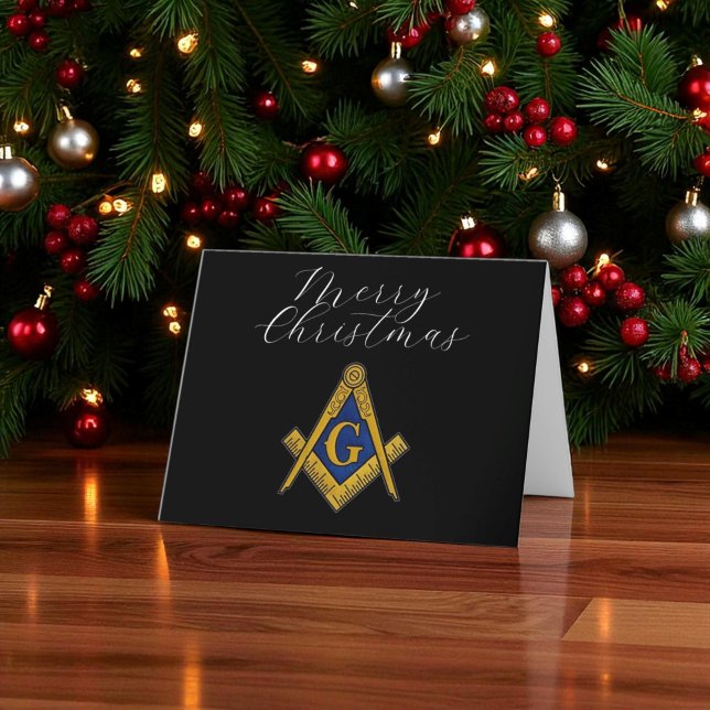 Freemason Masonic Square and Compass Christmas Thank You Card (Creator Uploaded)