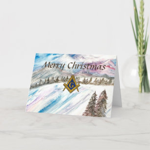 Freemason Masonic Square and Compass Christmas Thank You Card