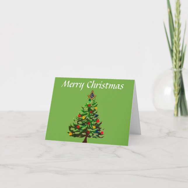 Freemason Masonic Square and Compass Christmas Thank You Card (Front)