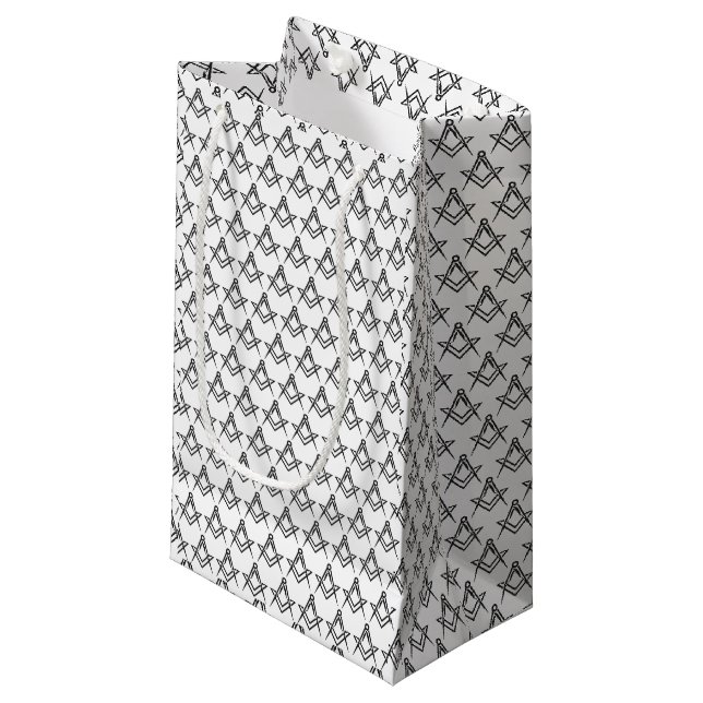Freemason Masonic Square and Compass Freemasonry Small Gift Bag (Front Angled)