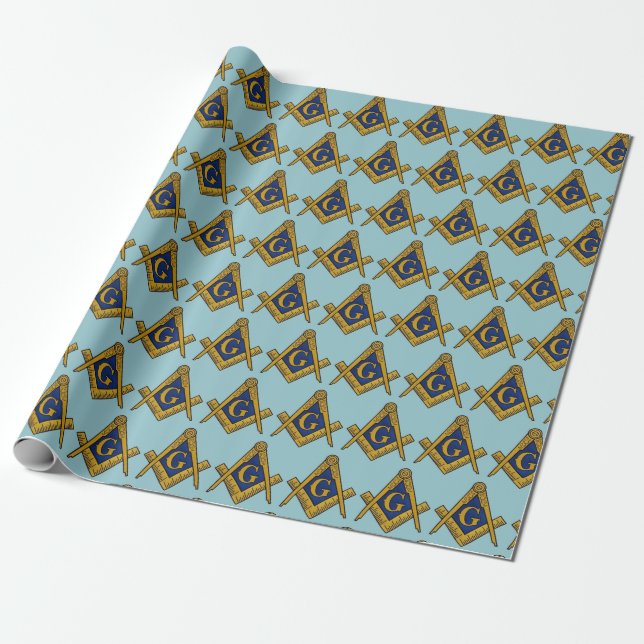 Freemason Masonic Square and Compass Freemasonry Wrapping Paper (Unrolled)