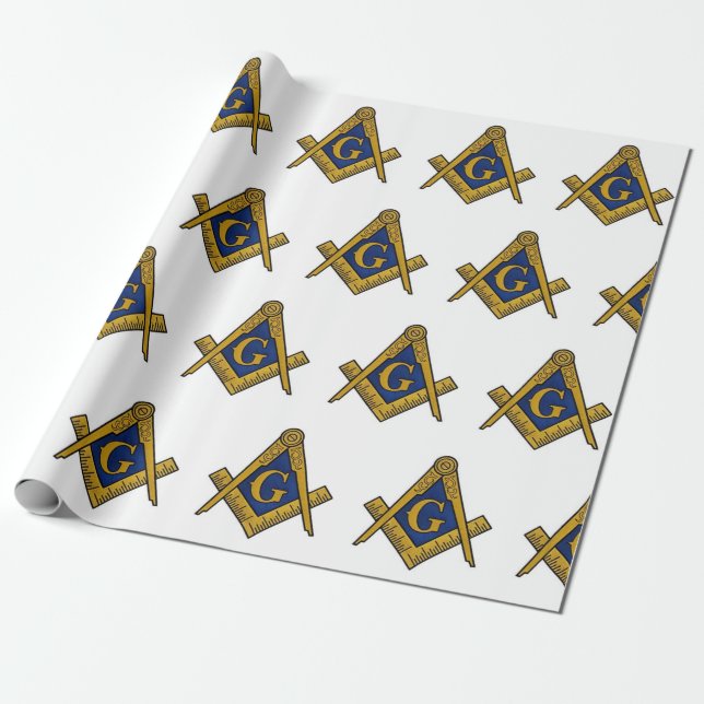 Freemason Masonic Square and Compass Freemasonry Wrapping Paper (Unrolled)