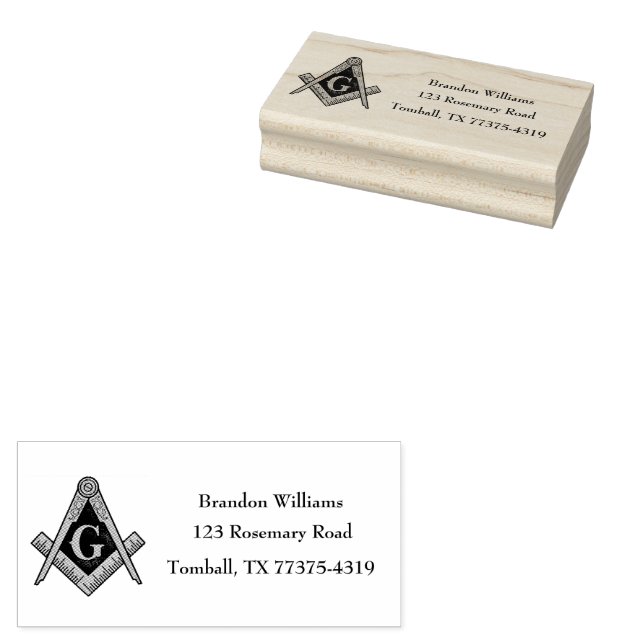 Freemason Masonic Square and Compass  Rubber Stamp (Stamped)