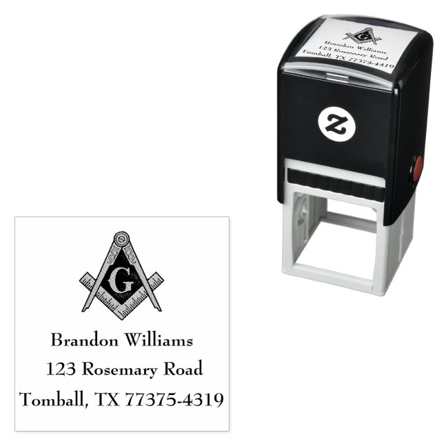 Freemason Masonic Square and Compass  Self-inking Stamp (In Situ)