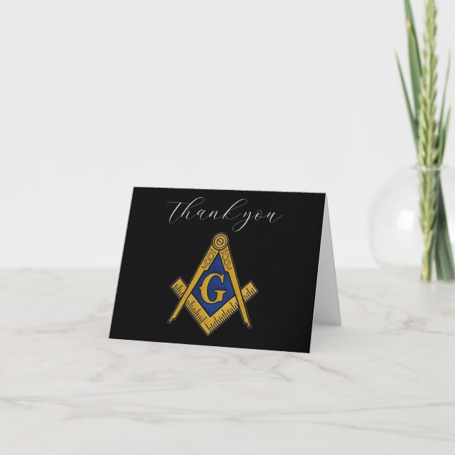Freemason Masonic Square and Compass Thank you  Card (Front)
