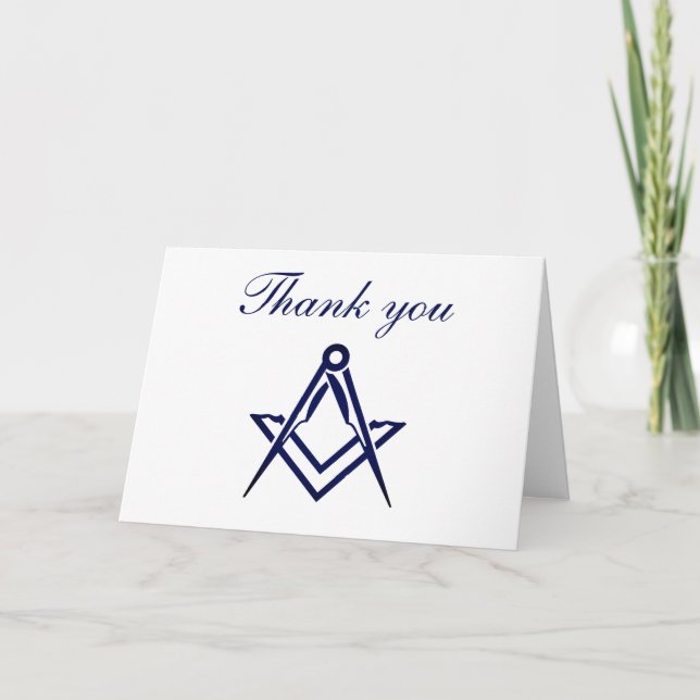 Freemason Masonic Square and Compass Thank you  Card (Front)