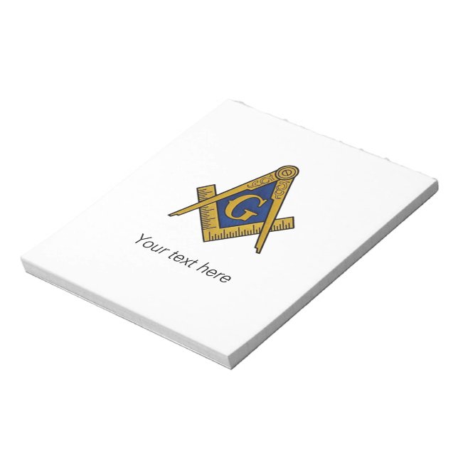 Freemason Masonic Square Compass White Notepad (Rotated)