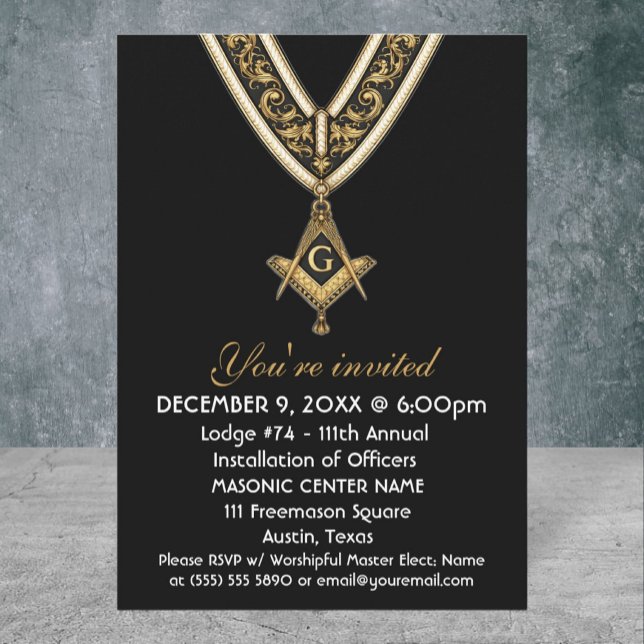 Freemason Masonry Black Square and Compass Invitation (Creator Uploaded)