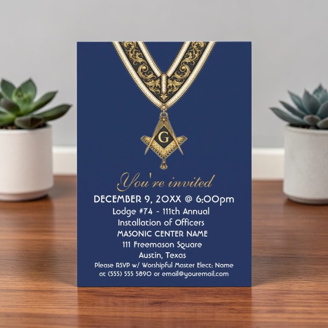 Freemason Masonry Blue Square and Compass Invitation (Creator Uploaded)