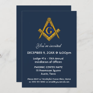 Freemason Masonry Navy Blue  Invitation