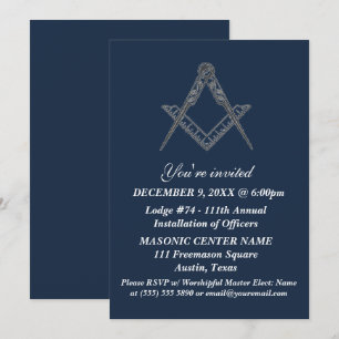 Freemason Masonry Navy Blue Masonic Invitation
