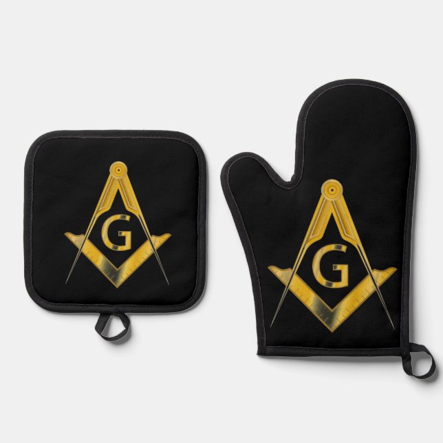 Freemason Oven Mitt & Pot Holder Set (Front)