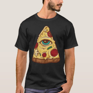 Freemason Pizza Great Eye illustration mysterious T-Shirt