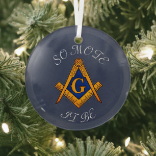 Freemason Square and Compass Charity Masonic  Glass Tree Decoration