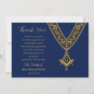 Freemason Sympathy Funeral Thank you  Invitation