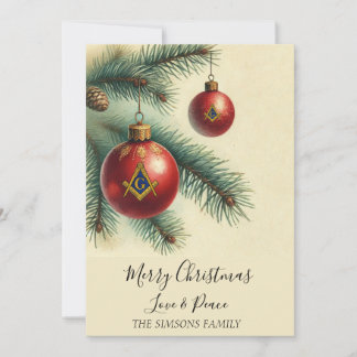 Freemason Vintage Christmas Tree Merry Masonic Holiday Card
