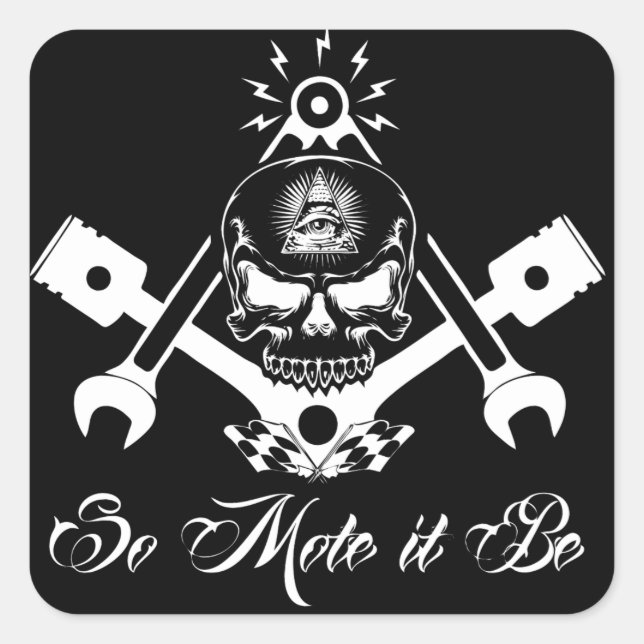 Freemason-Widows-Sons-Masonic-Hotrod-Logo-20160407 Square Sticker (Front)