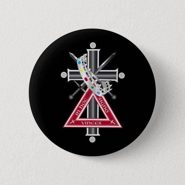 Freemasonic cross 6 cm round badge (Front)