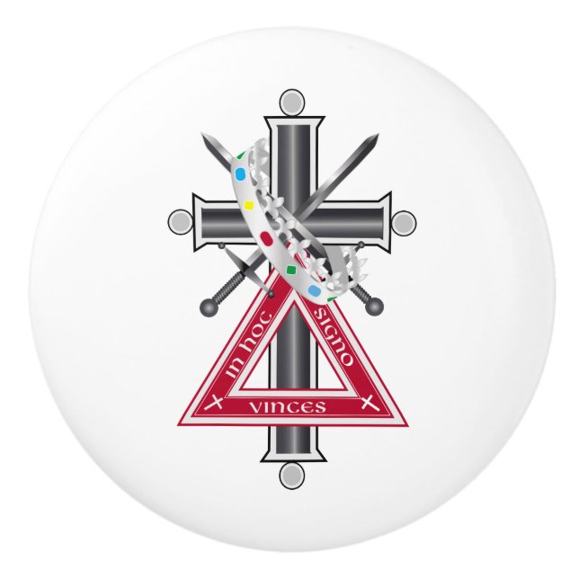 Freemasonic cross ceramic knob (Front)