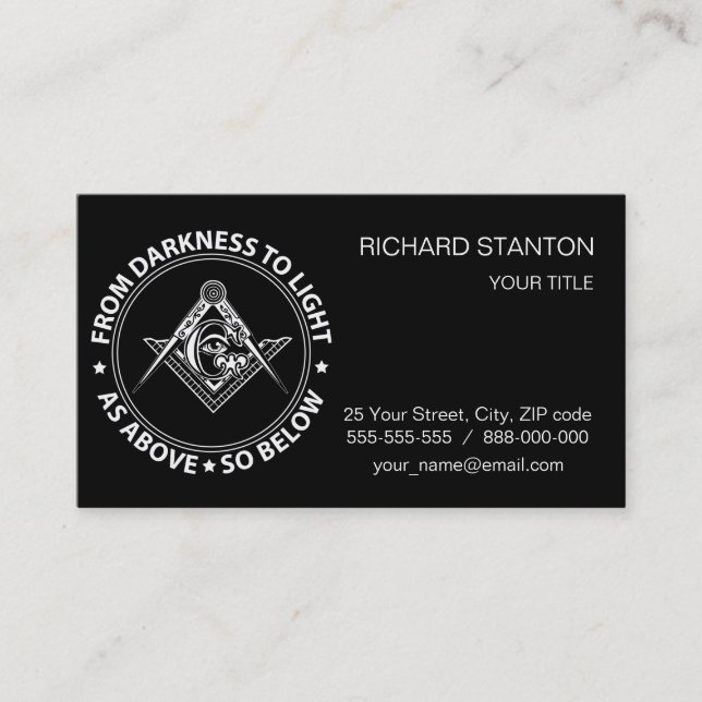Freemasonry emblem business card (Front)