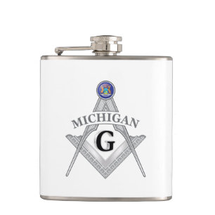 Freemasonry lodge of the state of Michigan Hip Flask