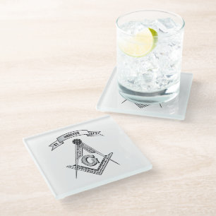 Freemasonry sign glass coaster