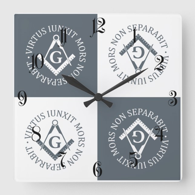 Freemasonry sign square wall clock (Front)