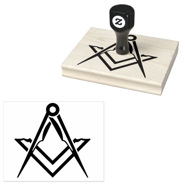 Freemasonry Square Compass Masonic  Rubber Stamp (Stamped)