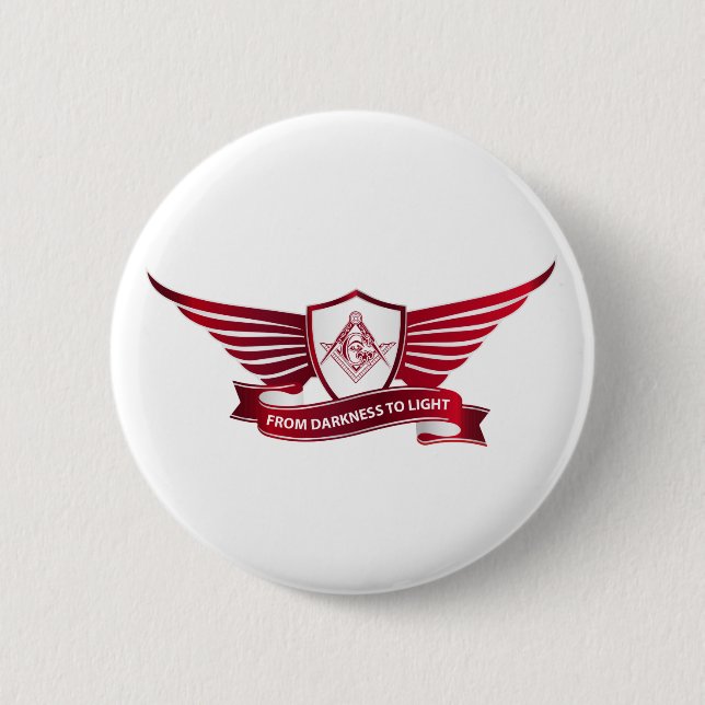 Freemasonry symbol and shield 6 cm round badge (Front)
