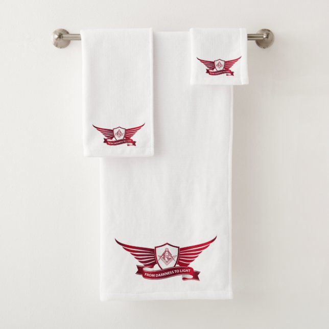 Freemasonry symbol and shield bath towel set (Insitu)