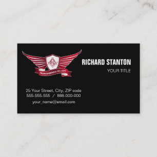 Freemasonry symbol and shield business card