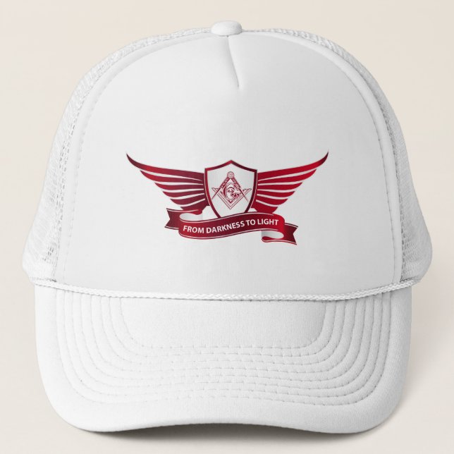 Freemasonry symbol and shield trucker hat (Front)