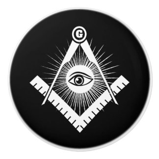 Freemasonry symbol ceramic knob