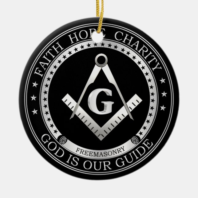 Freemasonry symbol ceramic tree decoration (Front)