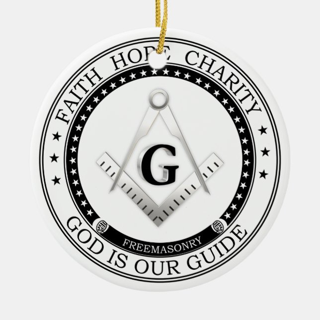 Freemasonry symbol ceramic tree decoration (Front)