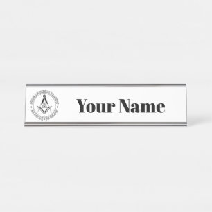 Freemasonry symbol desk name plate