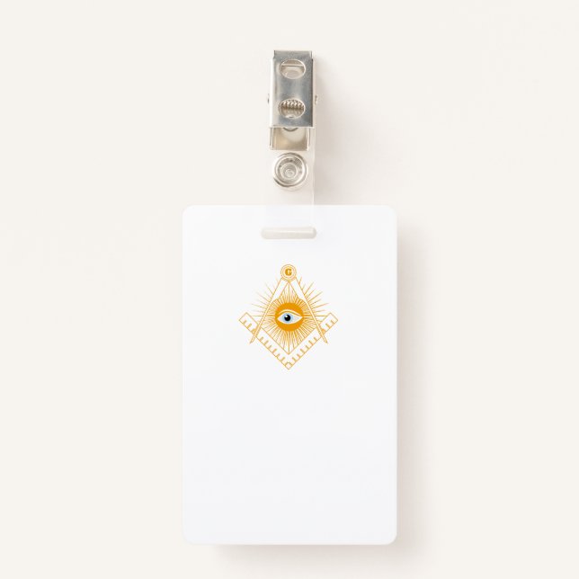 Freemasonry symbol ID badge (Front with Clip)