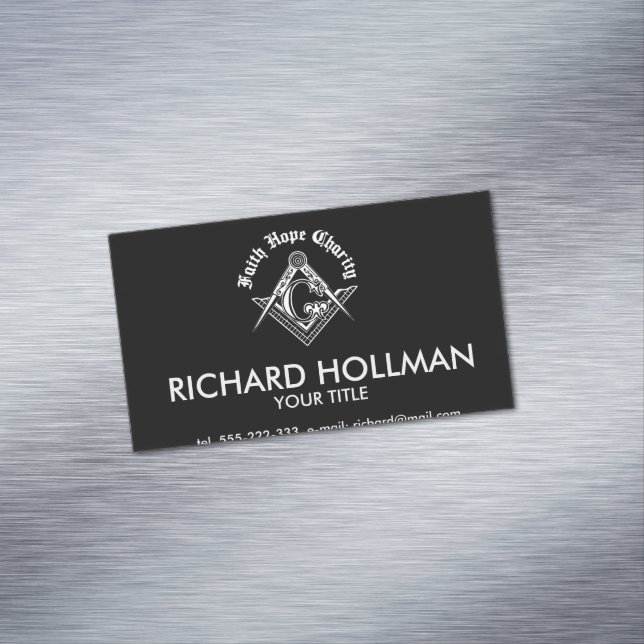 Freemasonry symbol magnetic business card (In Situ)