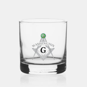 Freemasonry symbol of the state of Washington Whiskey Glass