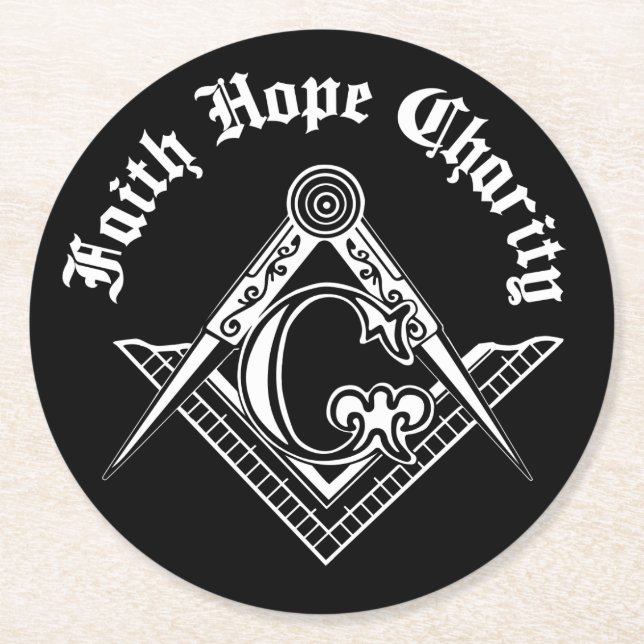 Freemasonry symbol round paper coaster (Front)