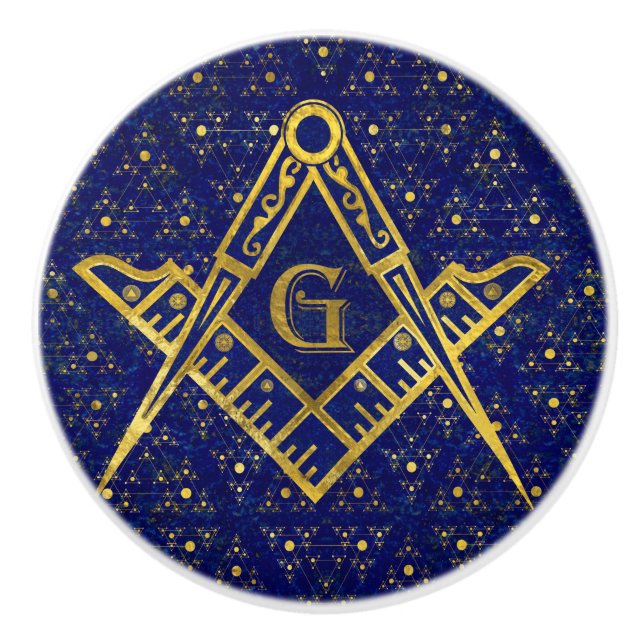 Freemasonry symbol Square and Compasses Ceramic Knob (Front)