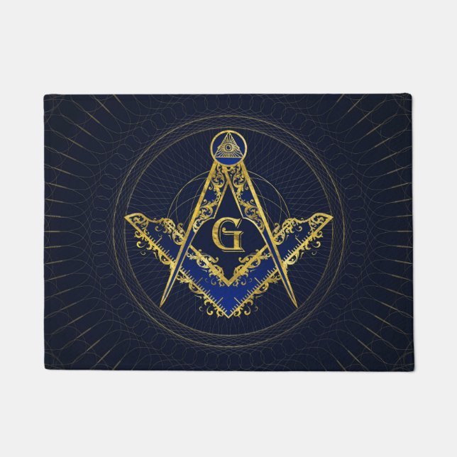 Freemasonry symbol Square and Compasses Doormat (Front)