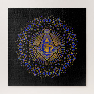 Freemasonry symbol Square and Compasses Jigsaw Puzzle
