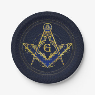 Freemasonry symbol Square and Compasses Paper Plate