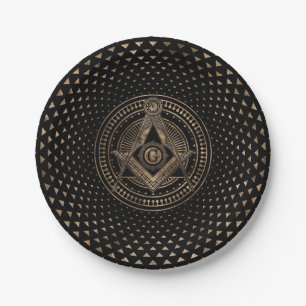 Freemasonry symbol Square and Compasses Paper Plate