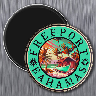 Freeport Bahamas Retro Sunset Travel Souvenir 1950 Magnet