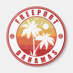 Freeport Bahamas Vintage Palm Trees 80s Souvenirs Magnet