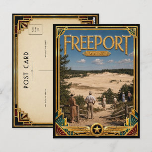 Freeport Maine Vintage Art Deco Golden Age Postcard