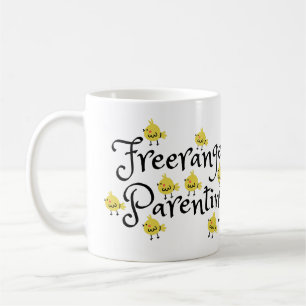 Freerange parenting with yellow chicks everywhere coffee mug