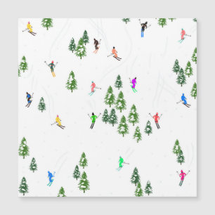 Freeride Alpine Skiers Skiing Illustration Party  